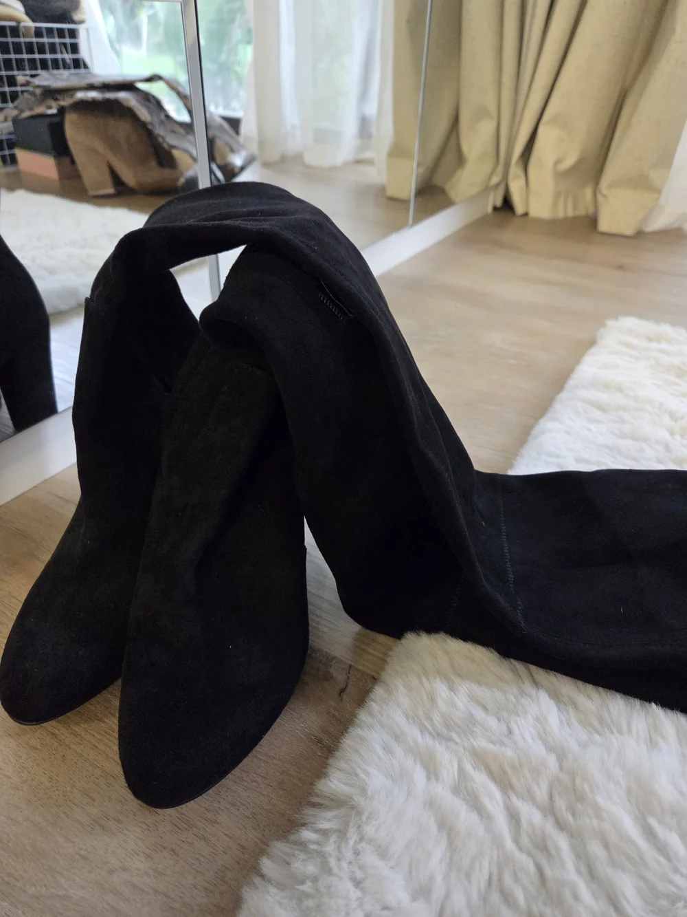 Dolce Vita Black Suede Over-the-Knee Block Heel Boots